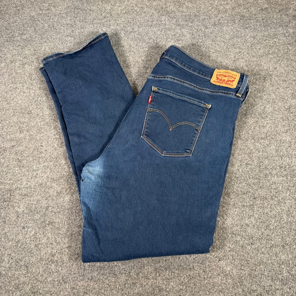 Levis 314 Shaping Straight Jeans Womens 34x30 Dark Wash Blue Denim #4508